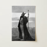 Death - Sascha Schneider Art Print / Canvas Black-and-white Printed Art Print Horned Bearded Figure Dark Sascha Schneider Art, Shapes