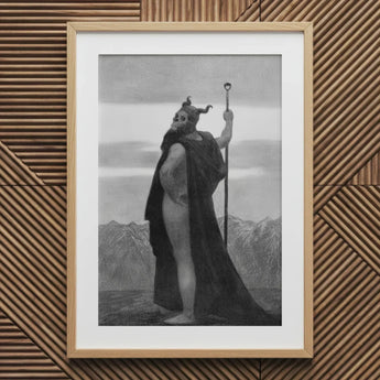 Death - Sascha Schneider Art Print / Canvas Wooden Framed Black White Print Nude Man Crown Sascha Schneider Art, Shapes Mortality,