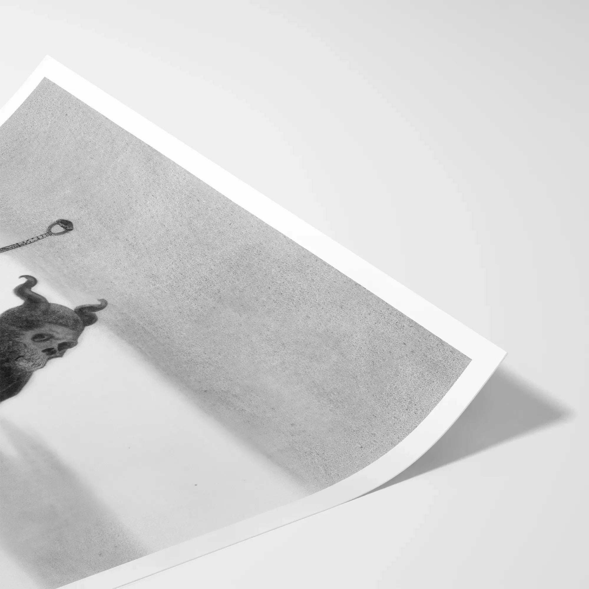Death - Sascha Schneider Art Print, Print Horned Creature Leash White Border
