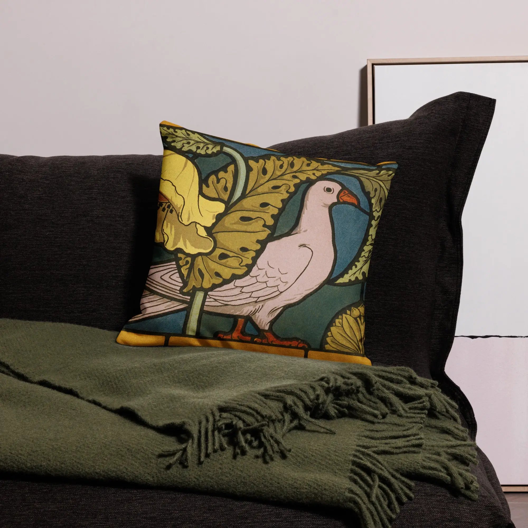 Pigeon et Pavots - Maurice Pillard Verneuil Pillow Throw Pillows