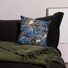 Fukusa and Carp in Waves - Meiji Period Pillow Throw Pillows