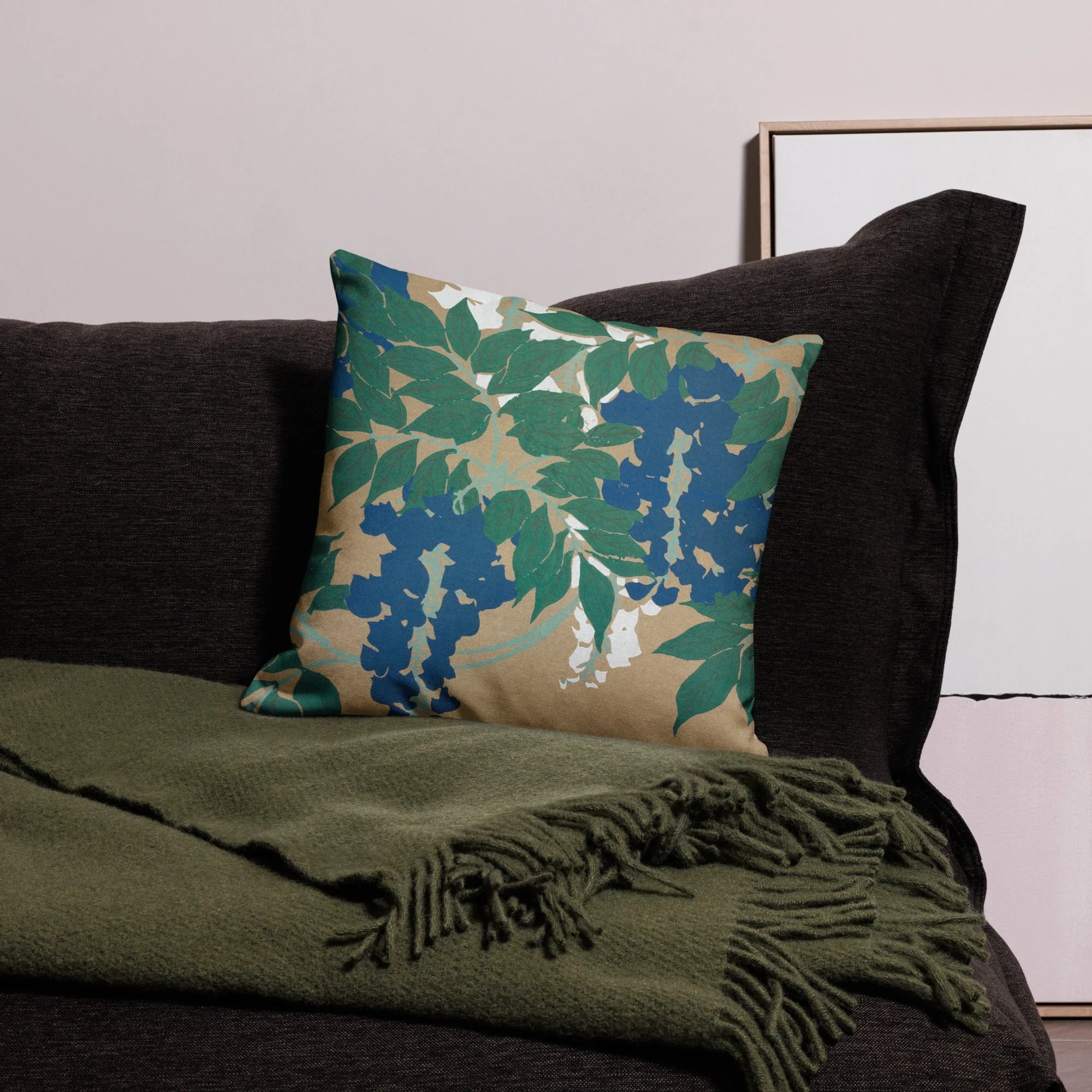 Wisteria from Momoyogusa - Kamisaka Sekka Cushion Throw Pillows