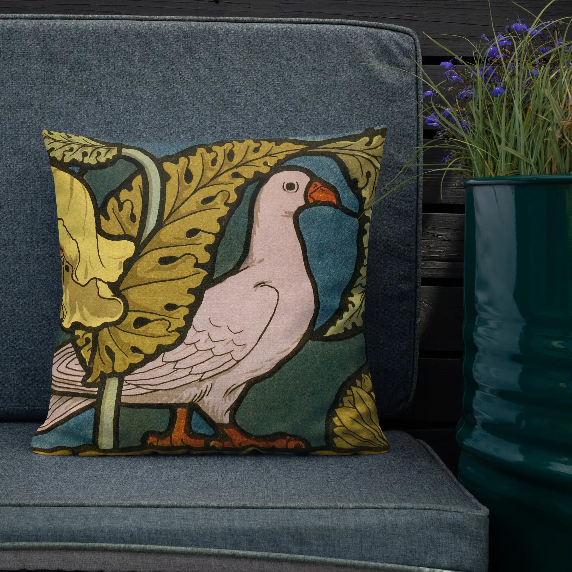 Pigeon et Pavots - Maurice Pillard Verneuil Pillow Throw Pillows