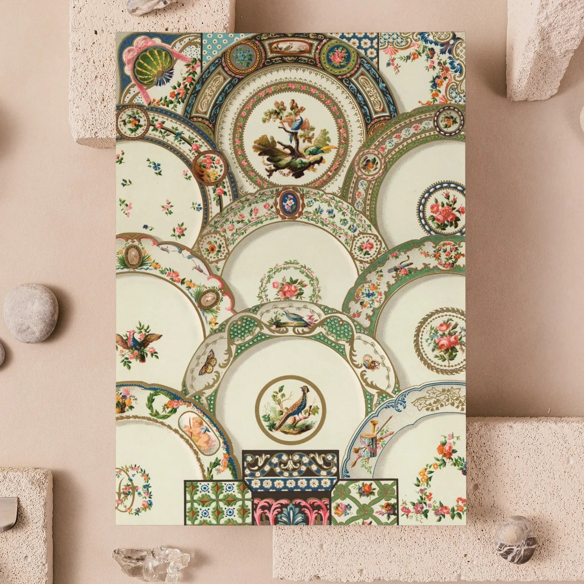 Decorative Plates By Auguste Racinet Greeting Card - Greeting & Note Cards - Aesthetic Art
