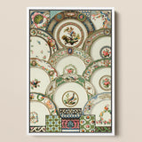 Decorative Plates - Auguste Racinet Illustrated Art Print / Canvas, 12x18’’ / 31x46cm / White Frame, Posters Prints & Visual Artwork, Toby