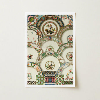Decorative Plates - Auguste Racinet Illustrated Art Print / Canvas Framed Intricate Collage Vintage Porcelain Racinet’s, Illustration,