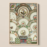 Decorative Plates - Auguste Racinet Illustrated Art Print / Canvas Framed Artwork Intricate Collage Vintage Porcelain Plates Decorative