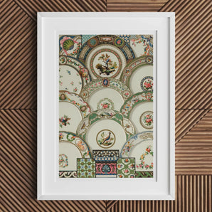 Decorative Plates - Auguste Racinet Illustrated Art Print, Framed Artwork Intricate Patterns Ornate Plates Decorative Designs