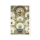 Decorative Plates - Auguste Racinet Illustrated Art Print, Ornate Decorative Plates Floral Patterns Bird Motifs Arranged