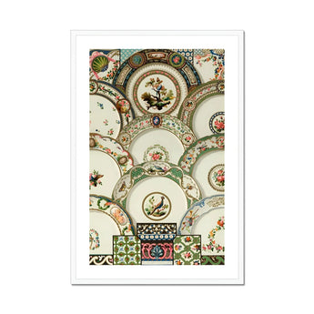 Decorative Plates - Auguste Racinet Illustrated Art Print, Ornate Decorative Plates Floral Patterns Bird Motifs Arranged