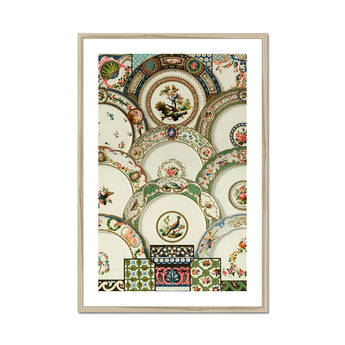 Decorative Plates - Auguste Racinet Illustrated Art Print, Ornate Decorative Plates Floral Patterns Bird Motifs Arranged