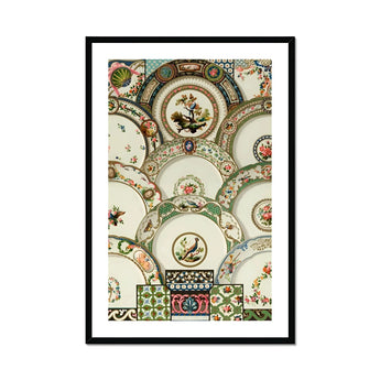 Decorative Plates - Auguste Racinet Illustrated Art Print, Ornate Decorative Plates Floral Patterns Bird Motifs Arranged