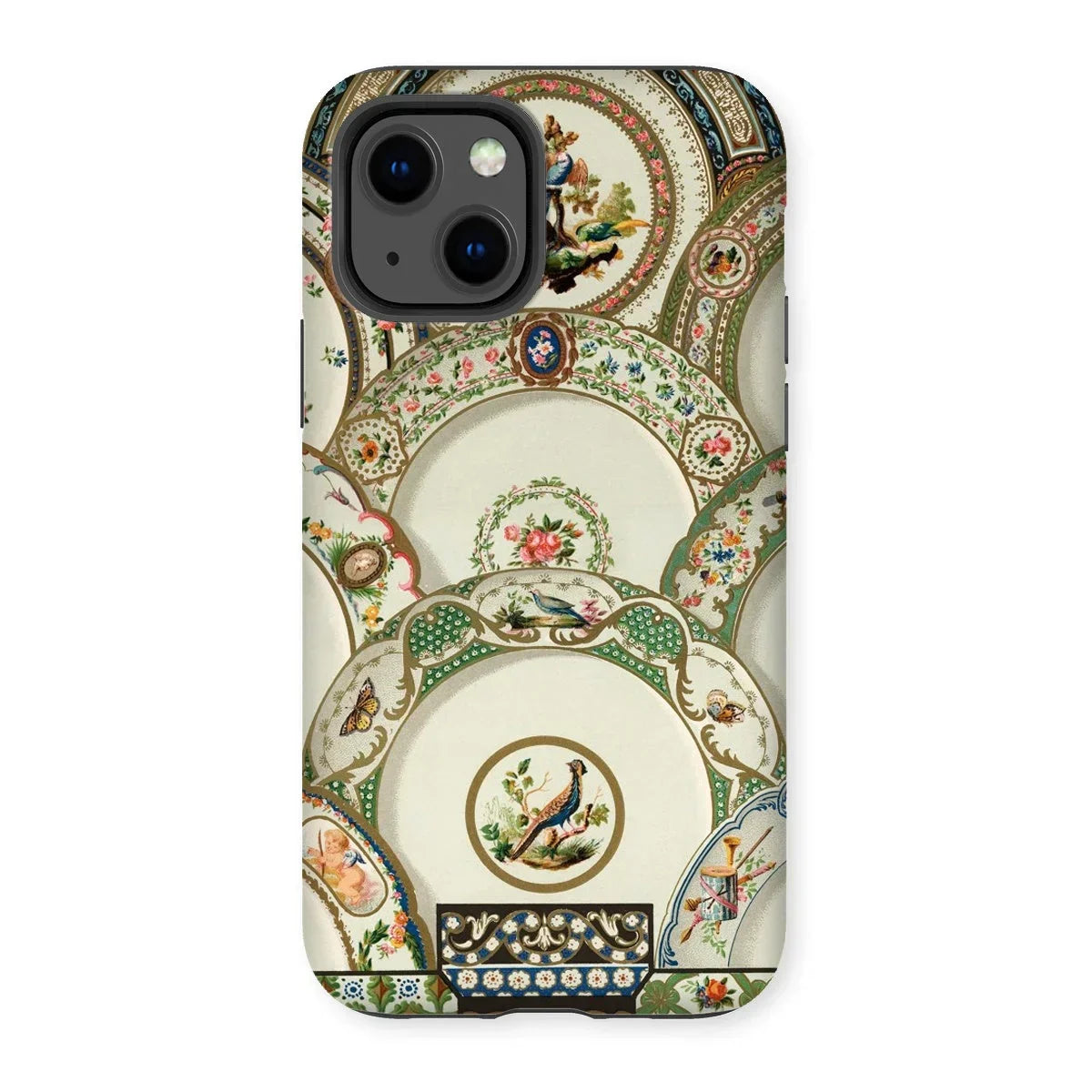Decorative Plates - Auguste Racinet Iphone Case, 13 / Matte, Ornate Phone Case Collage Decorative Plates Floral Bird