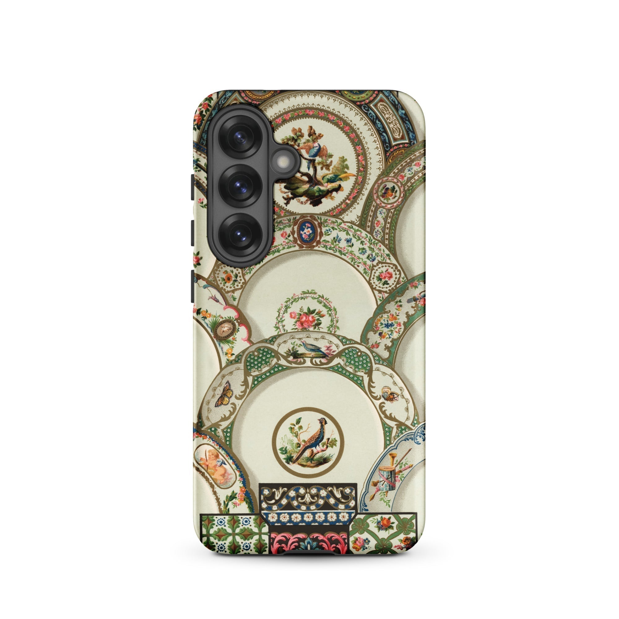 Decorative Plates Auguste Racinet Samsung Case, Galaxy S25 / Matte, Phone Case Collage Vintage Decorative Plates Floral Bird