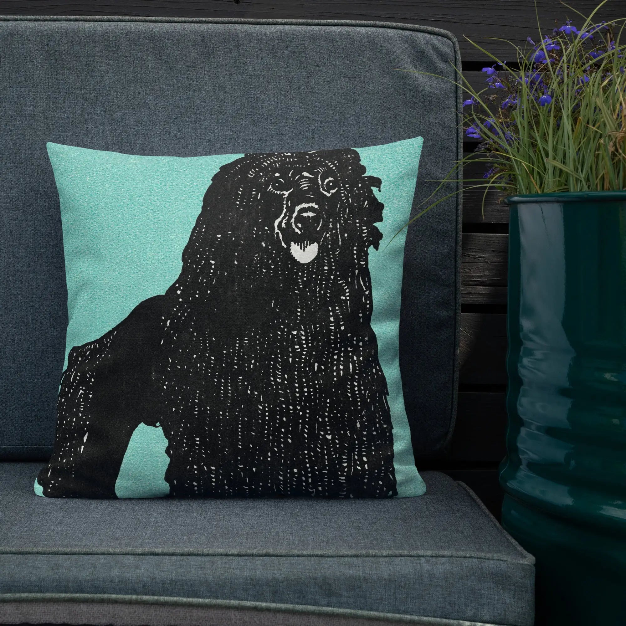 Poodle - Moriz Jung Vintage Graphic Dog Art Pillow Throw Pillows