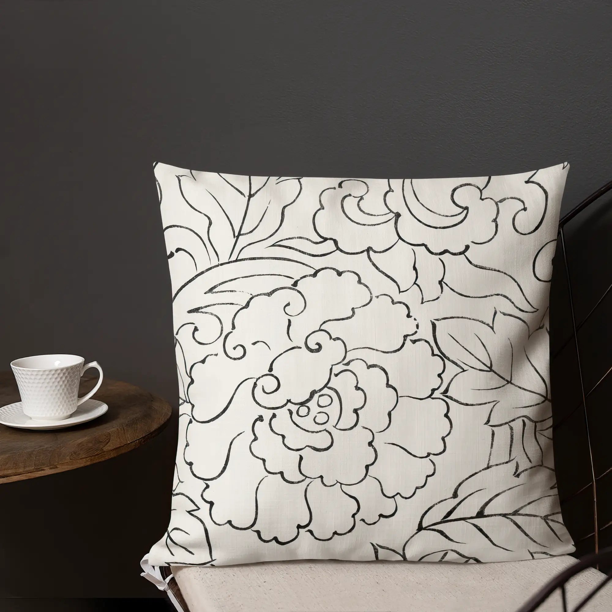 Black & White Florals - Taguchi Tomoki Pillow Throw Pillows