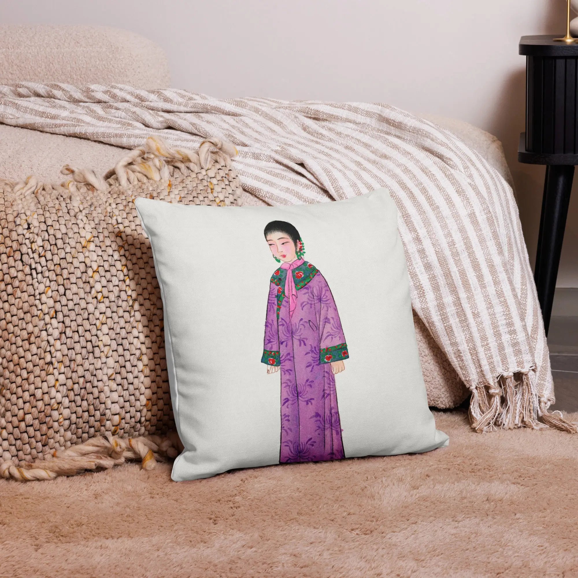 Noblewoman - Qing Dynasty Manchu Fashion Art Pillow Throw Pillows