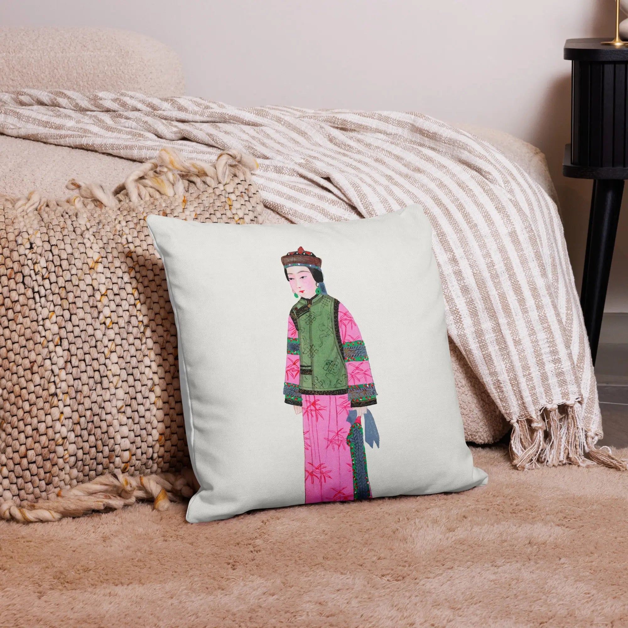 Noblewoman - Qing Dynasty Manchu Fashion Art Pillow Throw Pillows