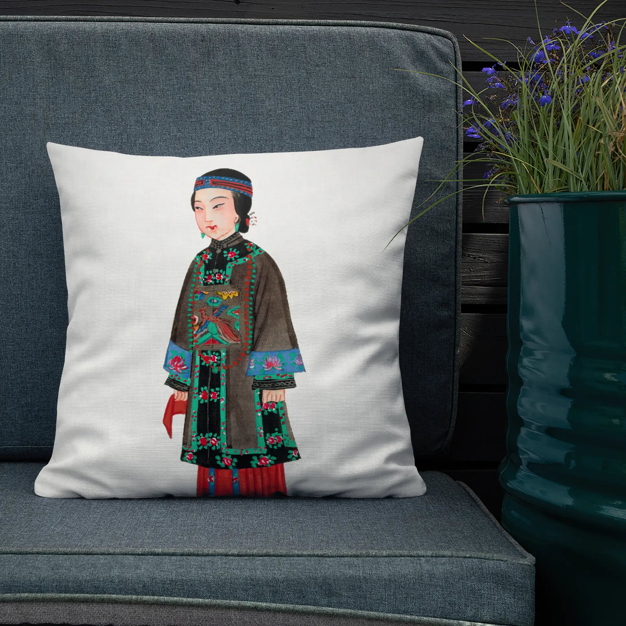 Noblewoman - Qing Dynasty Manchu Fashion Art Pillow Throw Pillows