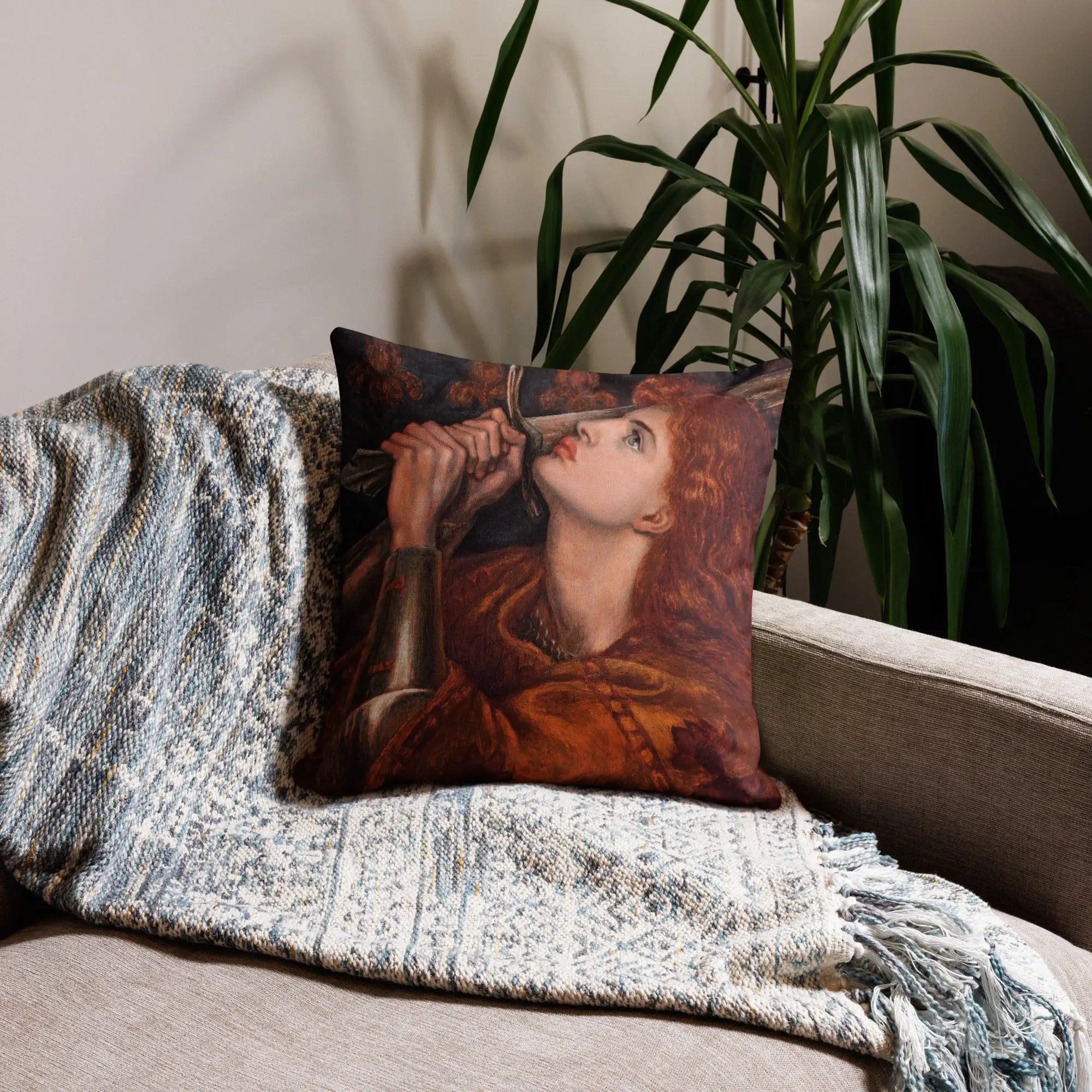 Joan of Arc - Dante Gabriel Rossetti Pillow Throw Pillows