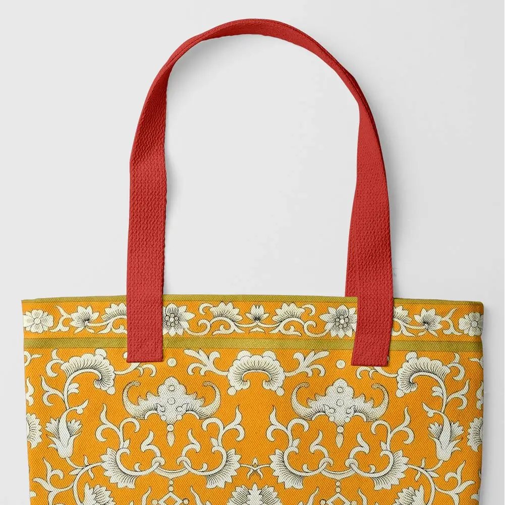 Tangerine Dream - Heavy Duty Reusable Grocery Tote Bag Red Handles Bags