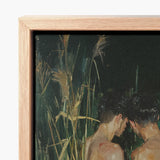 Framed Canvas Painting Two Shirtless Men Dark Reedy Gay Asian Lovers, Art Print, Small Harbor