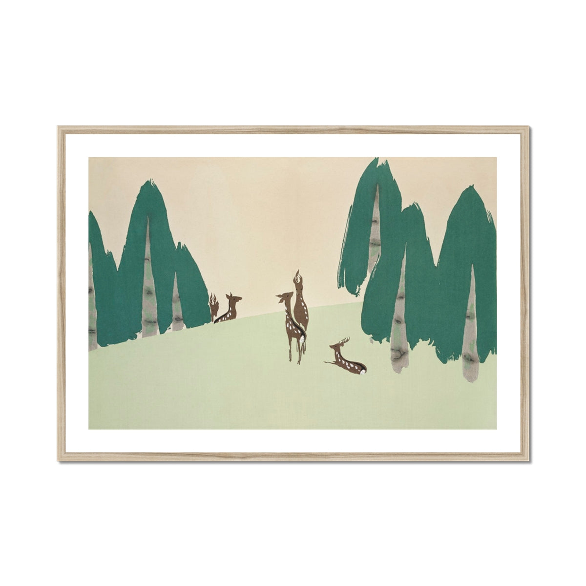 Deer - Kamisaka Sekka Woodland Forest Art Print, Framed Painting Deer Forest