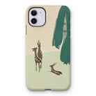 Deer from Momoyogusa - Kamisaka Sekka Iphone Case, 11 / Matte, Iphone Case Minimalist Design Deer Silhouettes Green Brushstrokes
