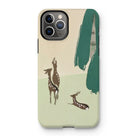 Deer from Momoyogusa - Kamisaka Sekka Iphone Case, 11 Pro / Matte, Phone Case Artistic Design Two Deer Green Brushstrokes
