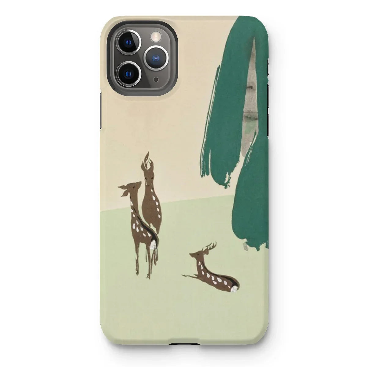 Deer from Momoyogusa - Kamisaka Sekka Iphone Case, 11 Pro Max / Matte, Iphone Case Minimalist Illustration Deer Brown Silhouettes Sage