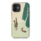 Deer from Momoyogusa - Kamisaka Sekka Iphone Case, 12 / Matte, Phone Case Minimalist Design Two Deer Green Brush