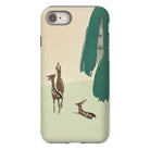 Deer from Momoyogusa - Kamisaka Sekka Iphone Case, 8 / Matte, Phone Case Minimalist Design Deer Silhouettes Green Brushstrokes