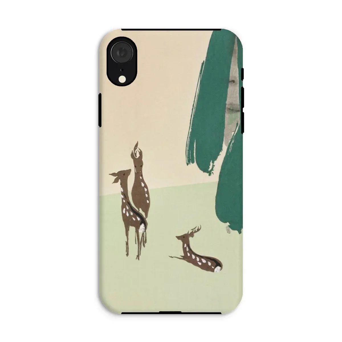 Deer from Momoyogusa - Kamisaka Sekka Iphone Case, Xr / Matte, Phone Case Minimalist Deer Artwork Brown Green Brush