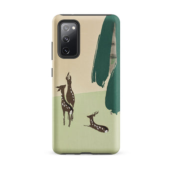 Deer from Momoyogusa - Kamisaka Sekka Samsung Case, Galaxy S20 Fe / Matte, Phone Case Nature-inspired Design Deer Abstract Green Shapes