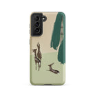 Deer from Momoyogusa Kamisaka Sekka Samsung Case, Galaxy S21 / Matte, Smartphone Case Nature Themed Design Deer Abstract Green Shapes