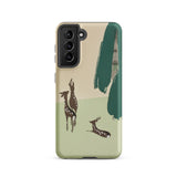 Deer from Momoyogusa - Kamisaka Sekka Samsung Case, Galaxy S21 / Matte, Smartphone Case Nature-themed Design Deer Abstract Green Shapes