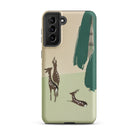 Deer from Momoyogusa Kamisaka Sekka Samsung Case, Galaxy S21 Plus / Matte, Smartphone Case Nature Themed Design Deer Abstract Green Shapes