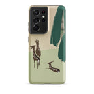 Deer from Momoyogusa Kamisaka Sekka Samsung Case, Galaxy S21 Ultra / Matte, Smartphone Case Nature Inspired Design Deer Abstract Green