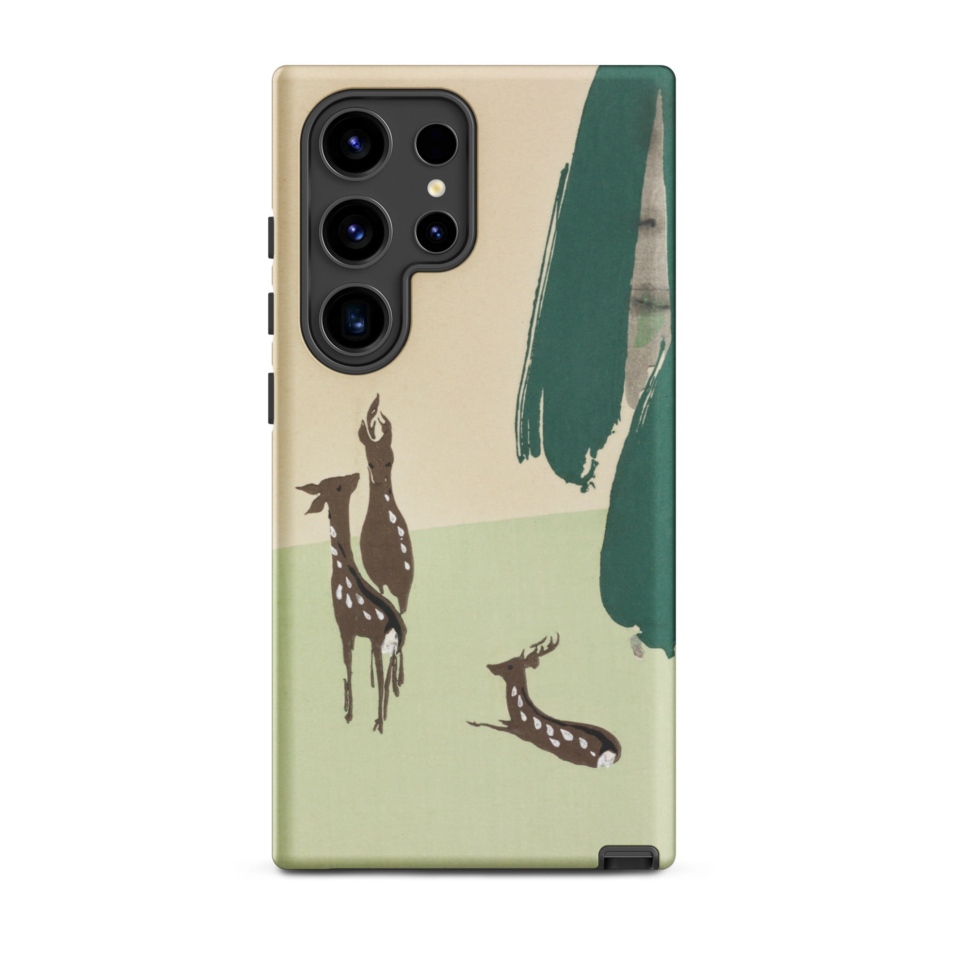 Deer from Momoyogusa Kamisaka Sekka Samsung Case, Galaxy S24 Ultra / Matte, Smartphone Light Green Beige Case Artistic Depiction Deer