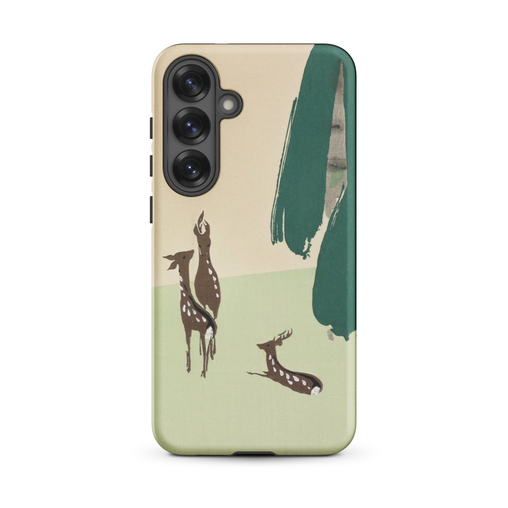 Deer from Momoyogusa Kamisaka Sekka Samsung Case, Galaxy S25 Plus / Matte, Beige Green Phone Case Deer Motif