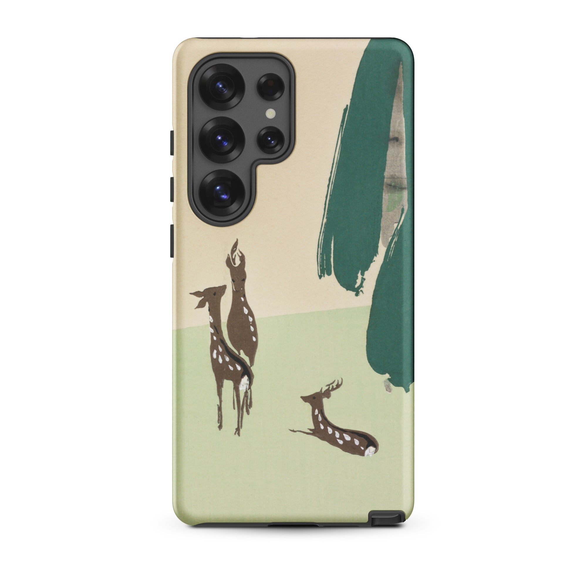 Deer from Momoyogusa Kamisaka Sekka Samsung Case, Galaxy S25 Ultra / Matte, Phone Case Nature Inspired Design Deer Trees Muted Green