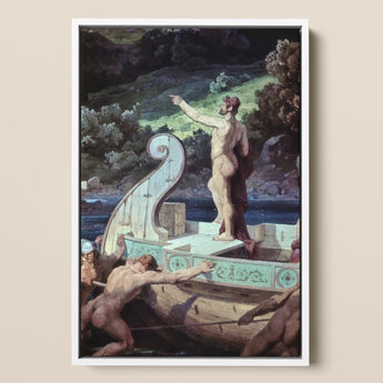 Departure from the Land of Cyclops - Friedrich Preller Elder Art Print / Canvas Framed Classical Painting Muscular Nude Male Figure Boat,