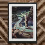Departure from the Land of Cyclops - Friedrich Preller Elder Art Print / Canvas Black-framed Classical Painting Nude Male Figure, Paints