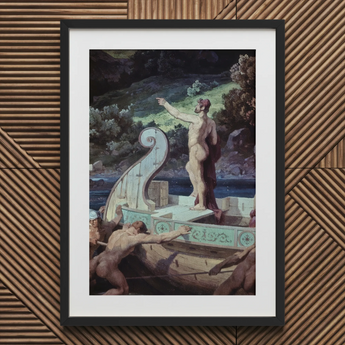 Departure from the Land of Cyclops - Friedrich Preller Elder Art Print / Canvas Black-framed Classical Painting Nude Male Figure, Paints