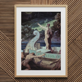 Departure from the Land of Cyclops - Friedrich Preller Elder Art Print / Canvas Framed Classical Scene Nude Figures Boat, Paints Odysseus,