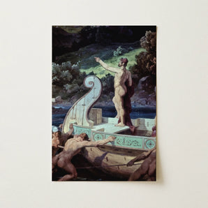 Departure from the Land of Cyclops - Friedrich Preller Elder Art Print / Canvas Rectangular Classical Painting Muscular Nude Male, Paints