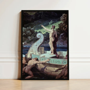 Departure from the Land of Cyclops - Friedrich Preller Elder Art Print / Canvas Black-framed Artwork Classical Scene Nude Male Figure
