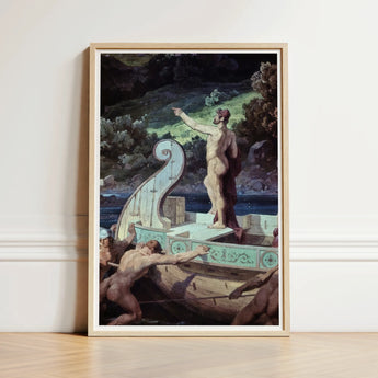 Departure from the Land of Cyclops - Friedrich Preller Elder Art Print / Canvas Framed Classical Painting Nude Male Figure Decorated Boat,
