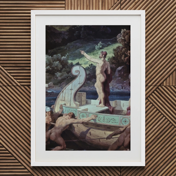 Departure from the Land of Cyclops - Friedrich Preller Elder kunstdruk op canvas, 20x30’’ / 51x76cm / Wit frame / passe-partout, posterprints