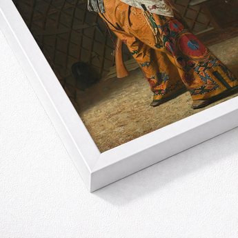 White Framed Art Print Vibrant Patterned Orange Garment Vasily Vereshchagin’s Dervishes, Whirling Color, Mystic Devotion